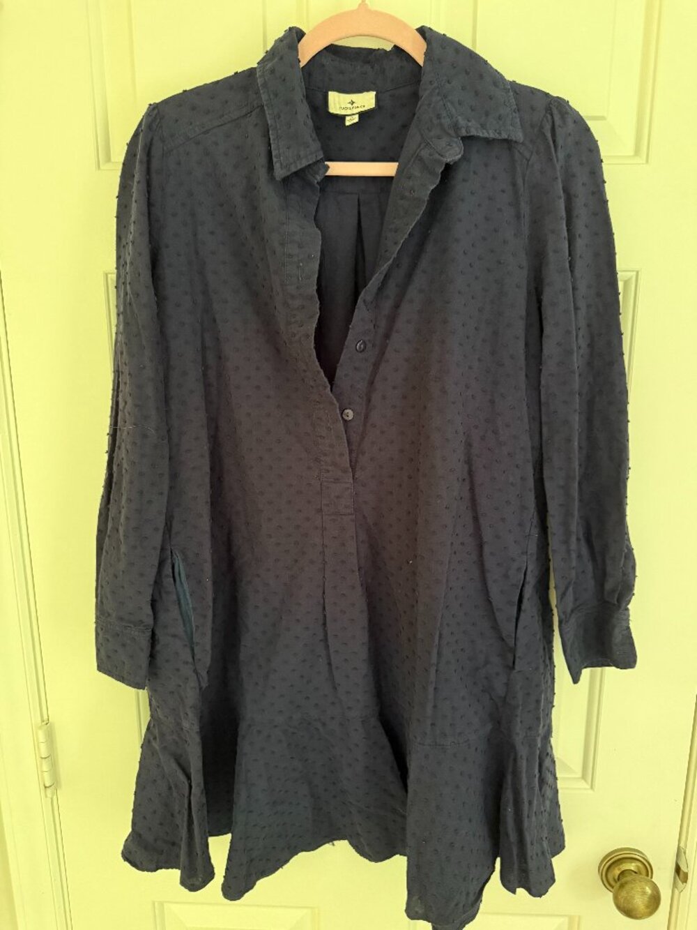 Tuckernuck navy swiss dot dress size S